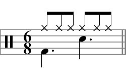 Compound duple drum pattern